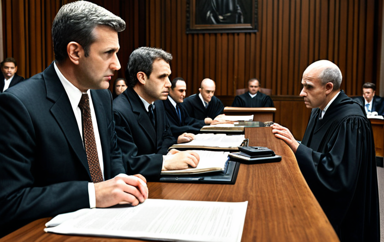**A courtroom scene depicting ethical dilemmas in economic analysis, focusing on the blurry line between data use and manipulation, with concerned faces in the background.** (Keywords: ethics, economics, data, court, manipulation, responsibility)